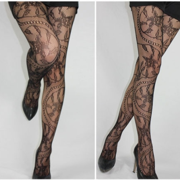 Swirl Design Fishnet Tights Stockings Pantyhose - Picture 3 of 5